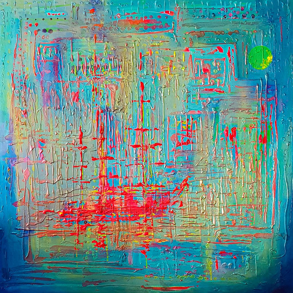 L'ASTROLABE - 100X100 cm - Peinture abstraite de Gil MAS