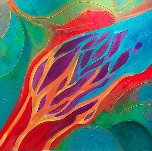 BETSIBOKA - 100X100 - Peinture abstraite de Gil MAS, peintre contemporain granvillais