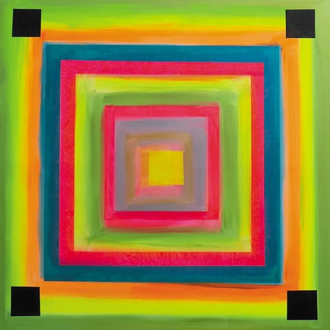 EXCENTRIQUE - 100X100 - Peinture abstraite de Gil MAS, peintre contemporain granvillais