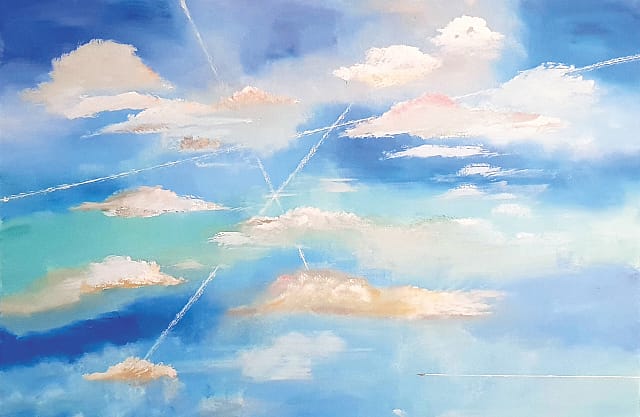 FLIGHT 505 - 120X80 - Peinture abstraite de Gil MAS, peintre granvillais contemporain