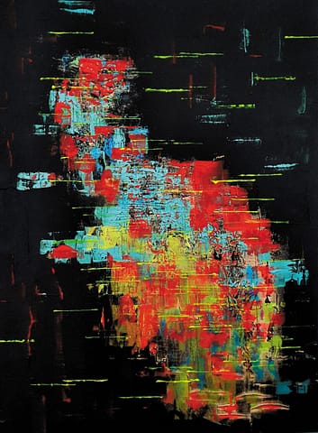 INTERFERENCES - 60X80 - Peinture abstraite de Gil MAS, peintre granvillais contemporain