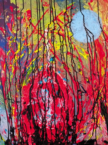MACHINE GUN - 60X80 - Peinture abstraite de Gil MAS, peintre granvillais contemporain