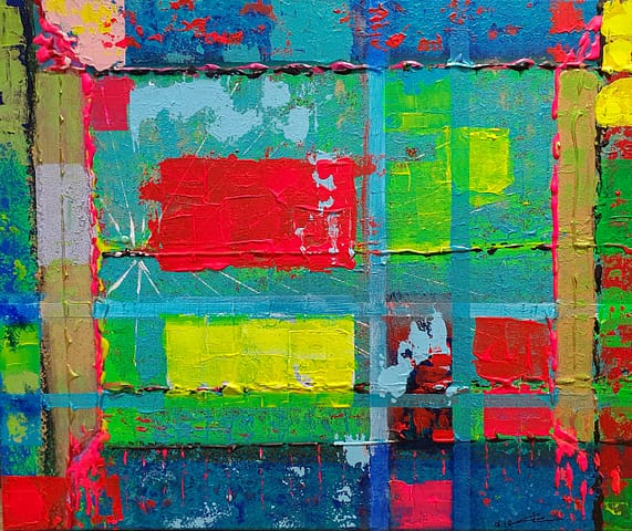 PHARE NIENTE - 60X50 - Peinture abstraite de Gil MAS, peintre granvillais contemporain