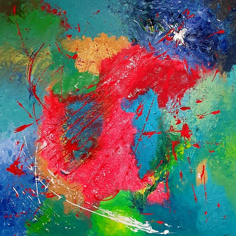 PORTULAN 100X100 - Peinture abstraite de Gil MAS, peintre contemporain granvillais