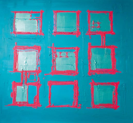 QUAD NEUF 100X100 - Peinture abstraite de Gil MAS, peintre contemporain granvillais
