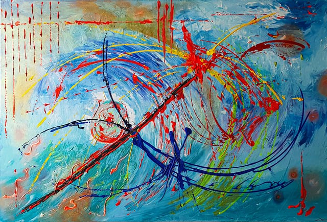 COURRIER SUD - 118X80 - Peinture abstraite de Gil MAS, peintre contemporain granvillais