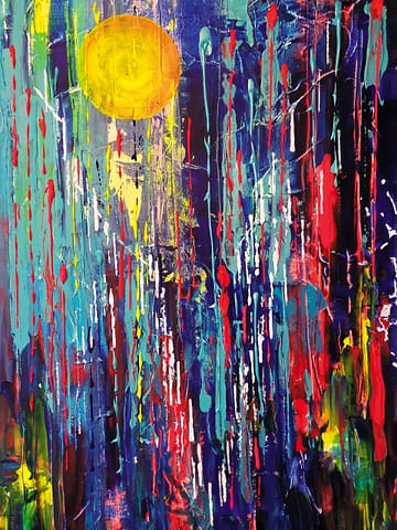 RAINY MOON - 60X80 - Peinture abstraite de Gil MAS, peintre contemporain granvillais