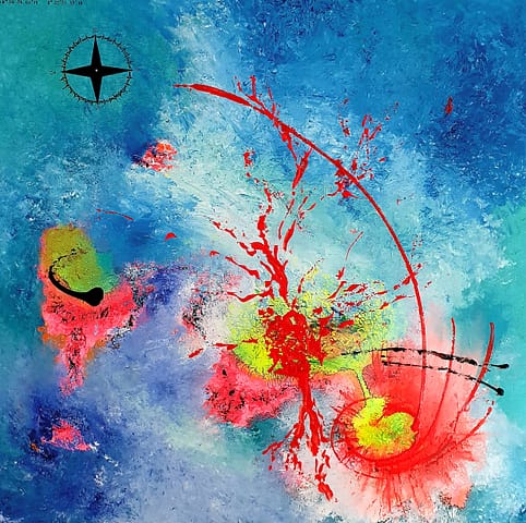 RHUMBS - 100X100 - Peinture abstraite de Gil MAS, peintre contemporain granvillais