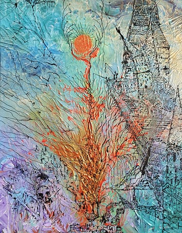 SAINT AUBERT REVANT LE MONT - 33X40 - Peinture abstraite de Gil MAS, peintre contemporain granvillais
