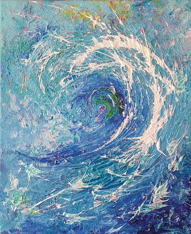 TEAHUPOO - 33X40 - Peinture abstraite de Gil MAS, peintre contemporain granvillais