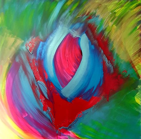 TEEN SPIRIT - 100X100 - Peinture abstraite de Gil MAS peintre granvillais