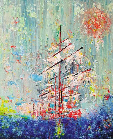 CARAÏBE - Peinture abstraite de Gil MAS, peintre contemporain granvillais