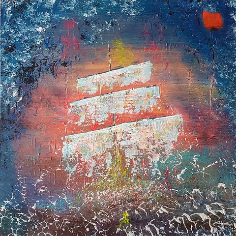 HERMIONE - 60X60 - Peinture abstraite de Gil MAS, peintre contemporain granvillais