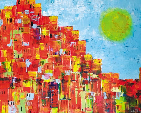 KSOUR 80X60 - Peinture abstraite de Gil MAS, peintre contemporain granvillais
