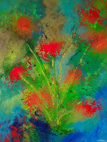 JAUNES-FEUILLES-HONFLEUR- Peinture abstraite de Gil MAS, peintre contemporain granvillais