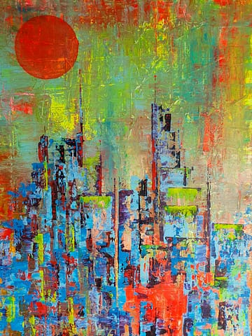 DUSK ON TORONTO - 60x80 - Peinture abstraite de Gil MAS peintre granvillais