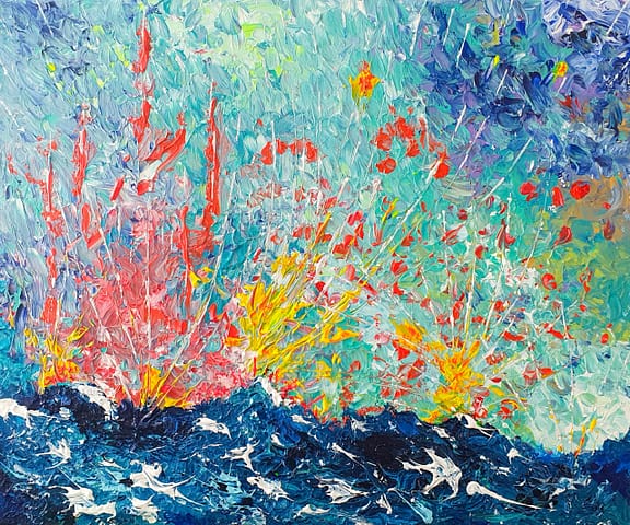 TEMPÊTE DE JOIE - 60x50 - Peinture abstraite de Gil MAS, peintre contemporain granvillais