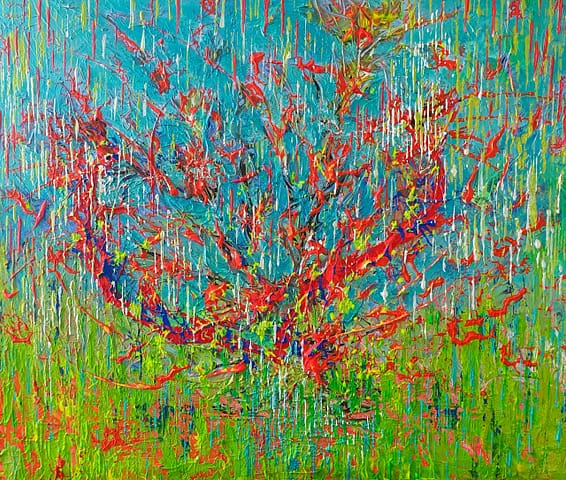 PLUIE À CIDRE - 60 x 50 - Peinture abstraite contemporaine de Gil MAS, peintre granvillais