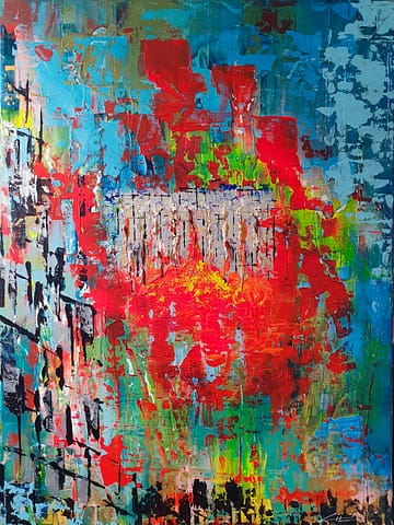 BURNING MAN - 60X80 - Peinture abstraite de Gil MAS peintre granvillais
