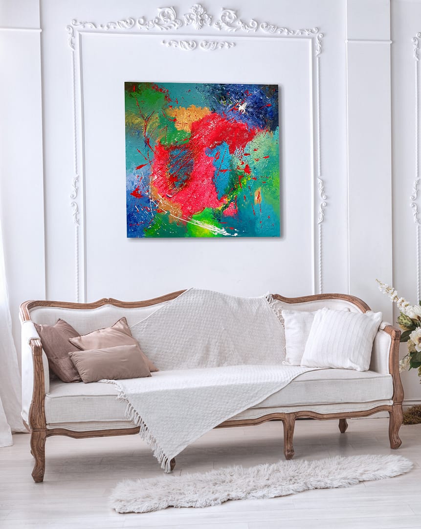 PORTULAN-100X100-MeS-V2 PORTULAN - Toile abstraite de Gil MAS - peinture acrylique de 100x100 cm